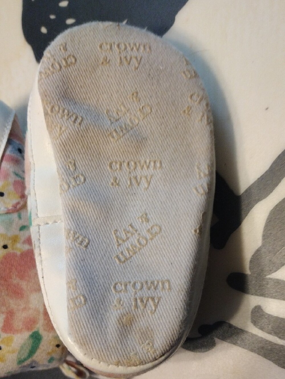 crown & ivy Floral Canvas Baby Shoes in Pink, Yellow & Green - Picture 6 of 7